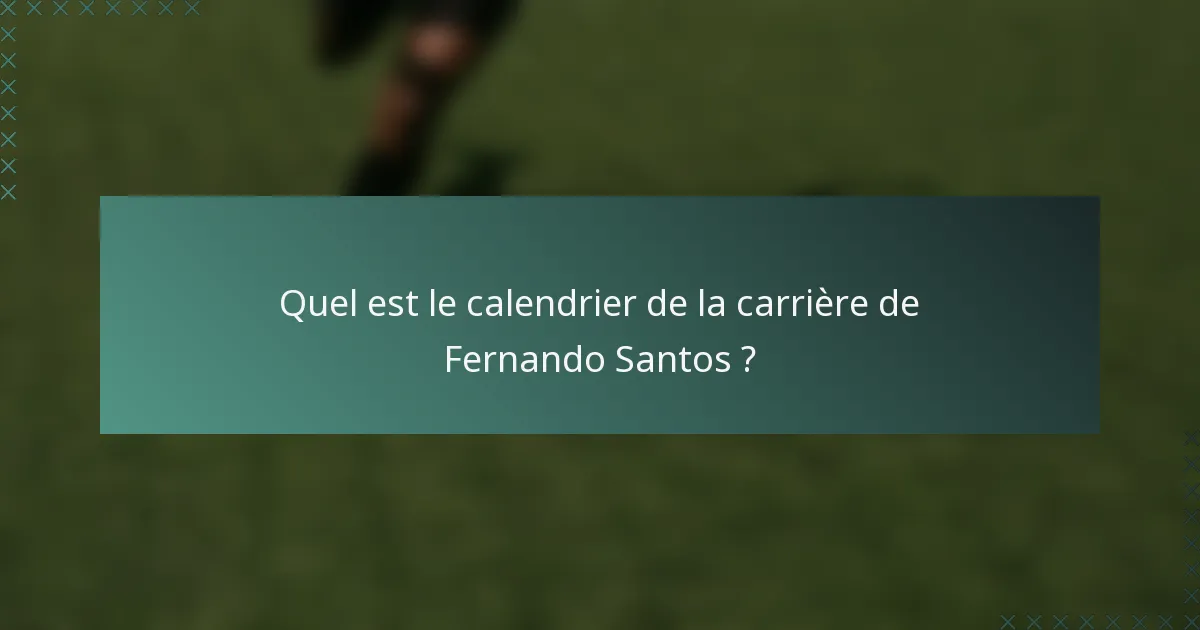 Quel est le calendrier de la carrière de Fernando Santos ?