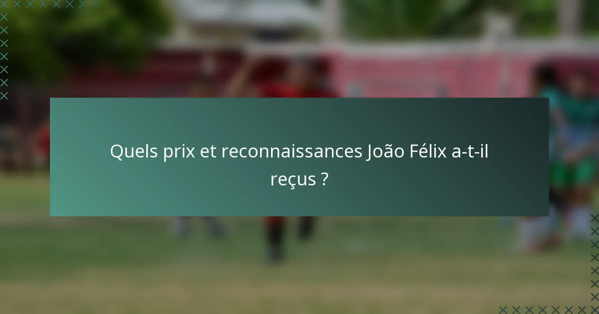 Quels prix et reconnaissances João Félix a-t-il reçus ?